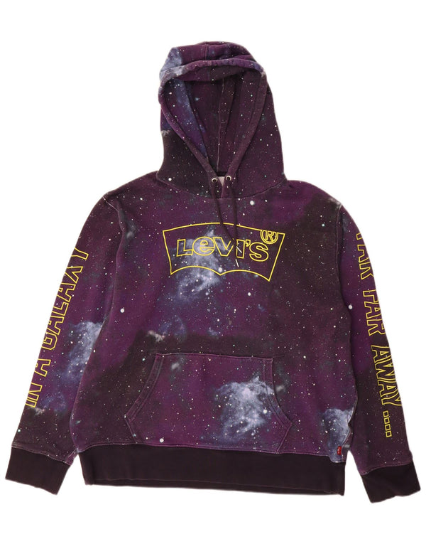 Levi's Womens Graphic Hoodie Jumper UK 18 XL Purple Tie Dye
