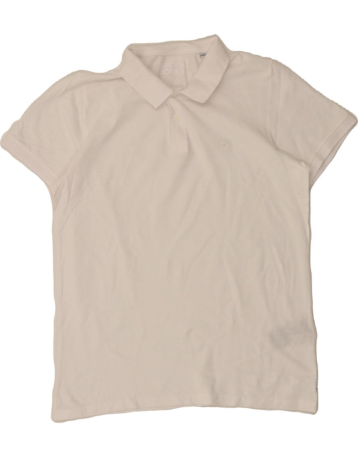 JACK & JONES Mens Polo Shirt Medium White Cotton Vintage Jack & Jones and Second-Hand Jack & Jones from Messina Hembry 