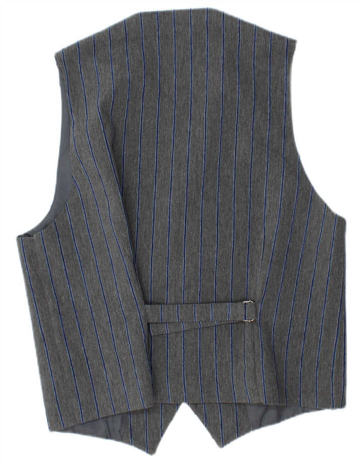 Sirmoney Mens Waistcoat XL Grey Striped Polyester