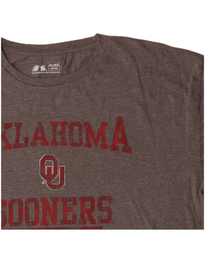RUSSELL ATHLETIC Mens Oklahoma Sooners Graphic T-Shirt Top XL Grey
