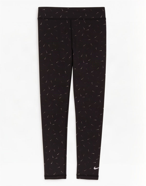 Nike Girls Dri Fit Graphic Leggings 10-11 Years Medium Black Cotton