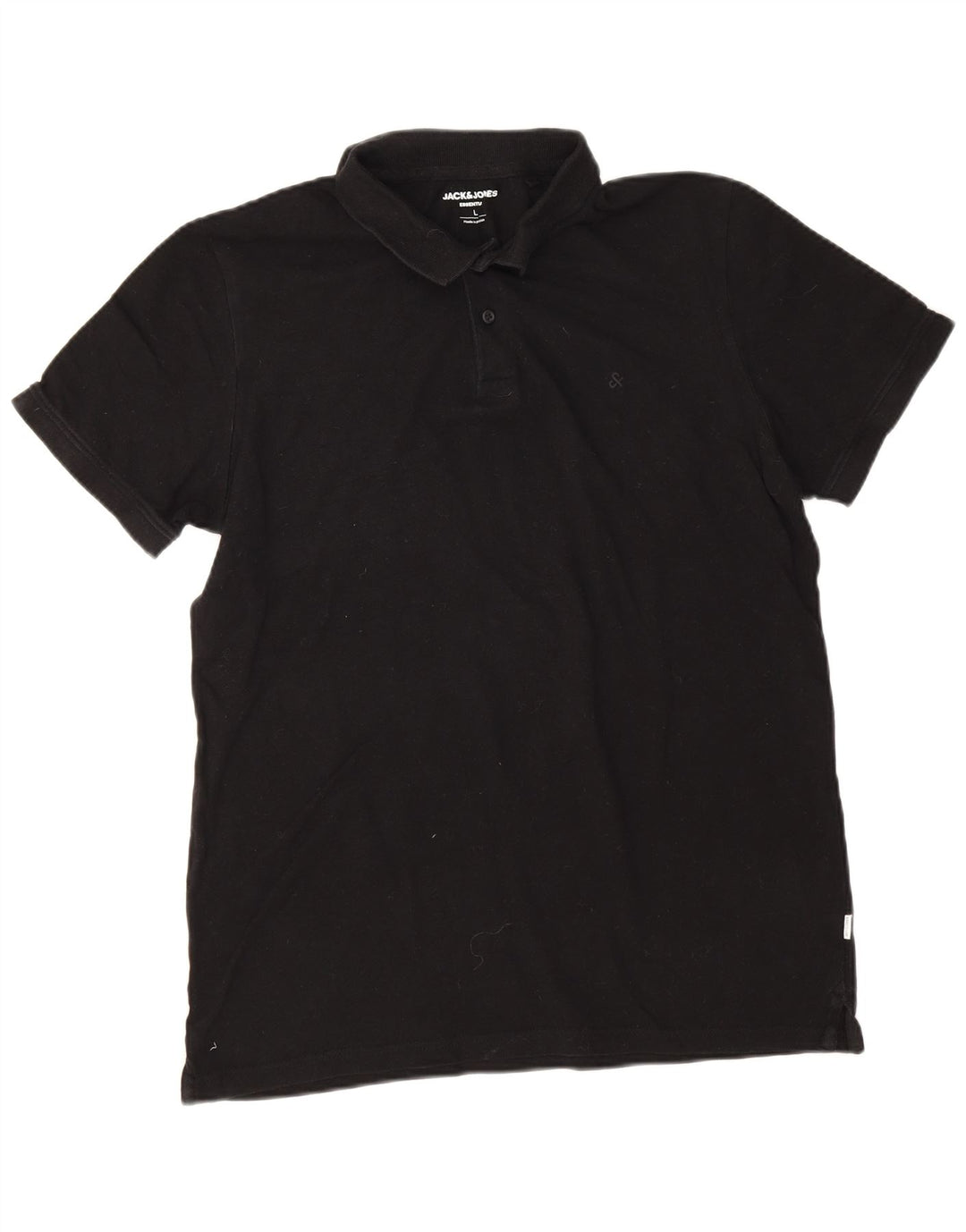 Jack & Jones Mens Polo Shirt Large Black Cotton