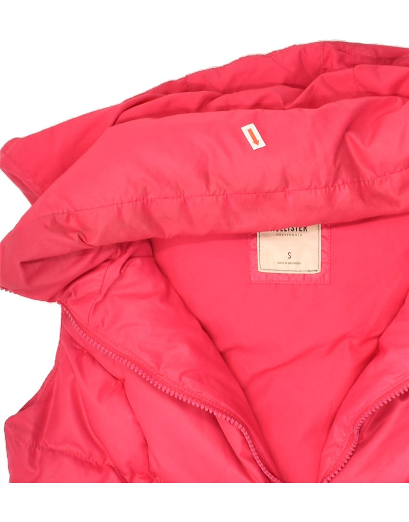 HOLLISTER Womens Hooded Padded Gilet UK 8 Small Pink Polyester | Vintage Hollister | Thrift | Second-Hand Hollister | Used Clothing | Messina Hembry 