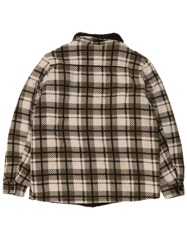 VINTAGE Womens Sherpa Jacket UK 16 Large Green Check