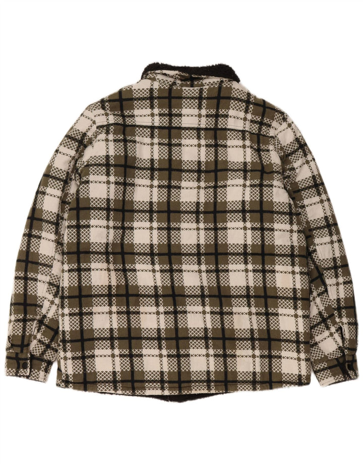 VINTAGE Womens Sherpa Jacket UK 16 Large Green Check