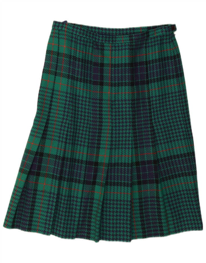 Vintage Womens A-Line Skirt W30 Medium Green Houndstooth