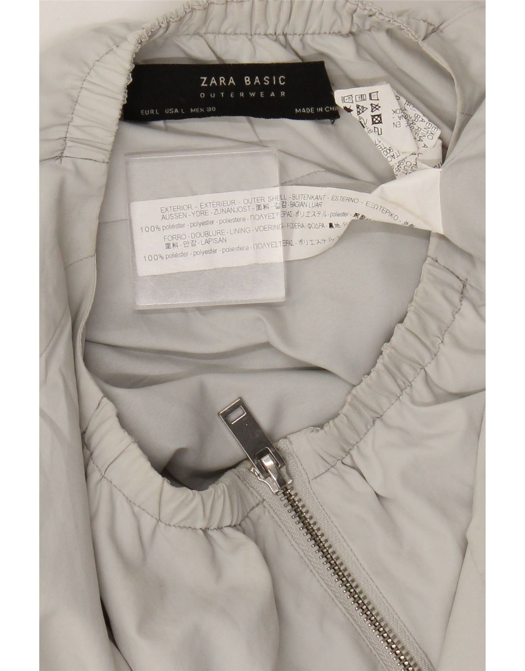 Zara Womens Bomber Jacket UK 16 Large Grey Polyester