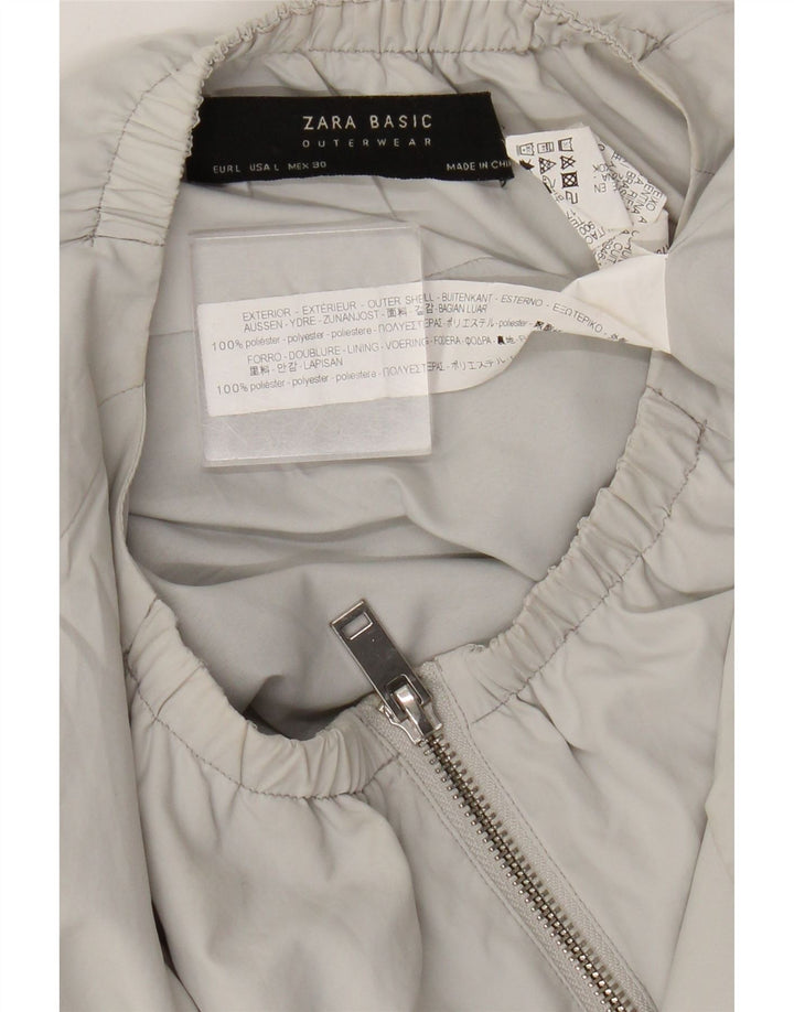 Zara Womens Bomber Jacket UK 16 Large Grey Polyester