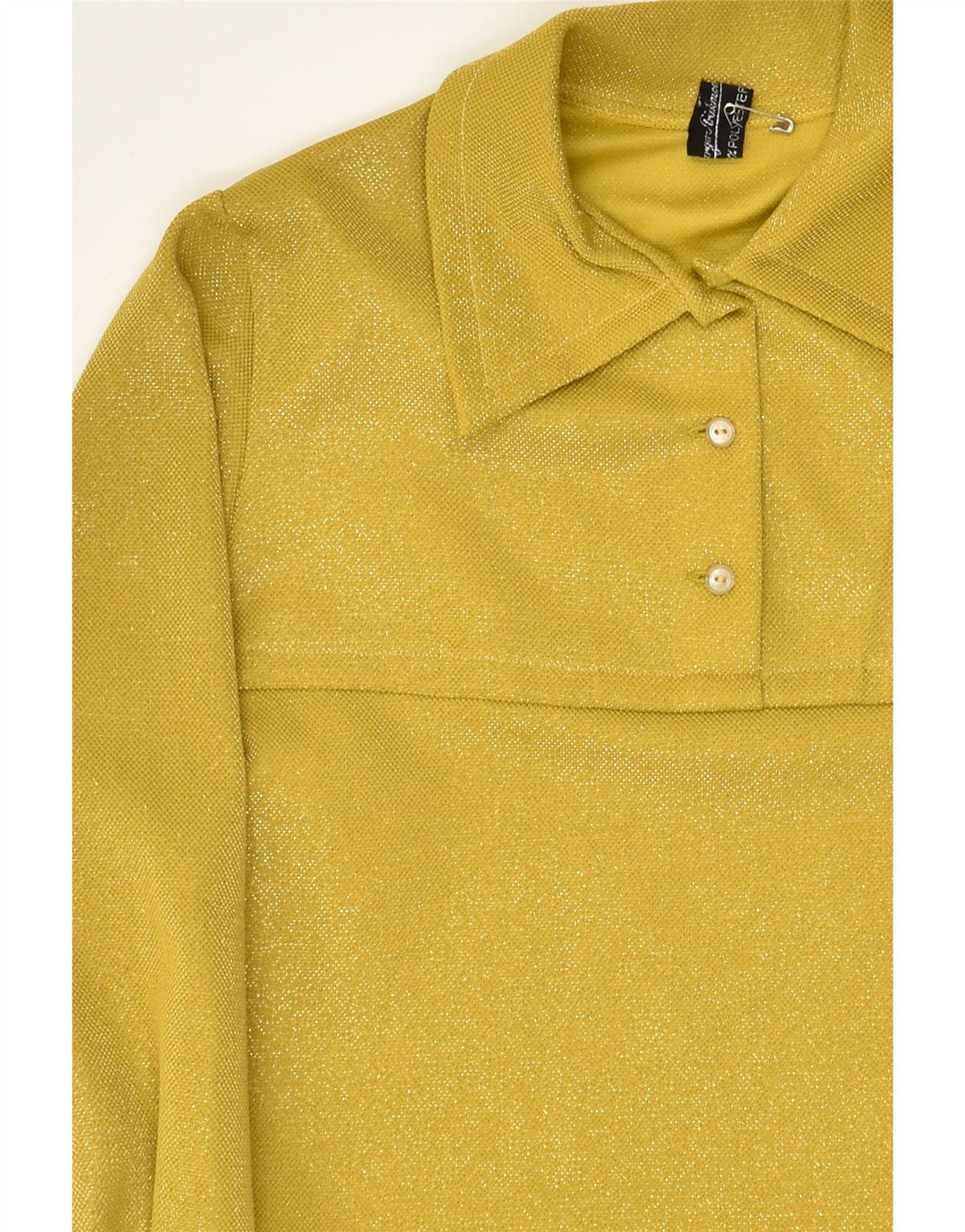 VINTAGE Womens Long Sleeve Blouse Top UK 12 Medium Yellow Polyester | Vintage Vintage | Thrift | Second-Hand Vintage | Used Clothing | Messina Hembry 