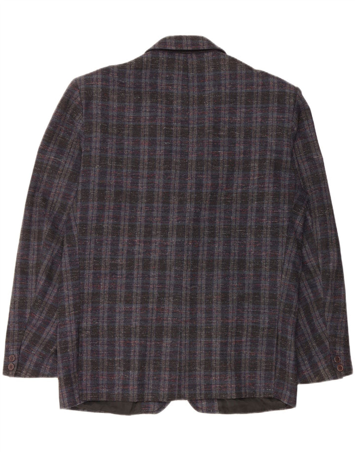 Vintage Mens 2 Button Blazer Jacket UK 42 XL Navy Blue Check