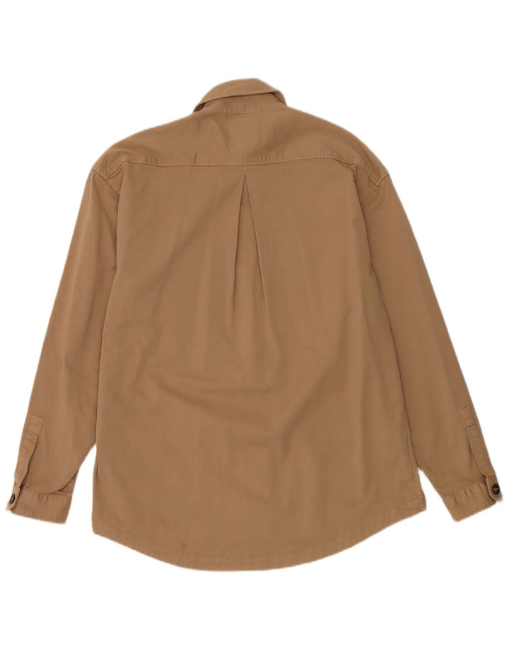 ZARA Mens Relaxed Fit Shirt Small Beige Cotton