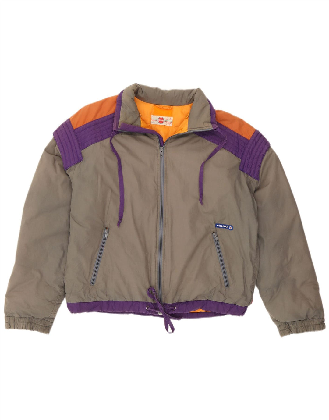 Colmar Womens Ski Jacket IT 44 Medium Grey Colourblock Cotton Retro