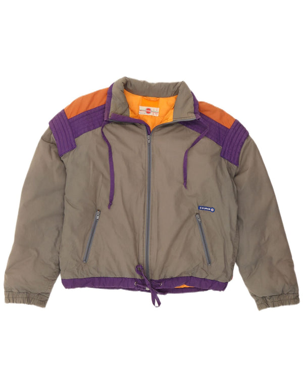 Colmar Womens Ski Jacket IT 44 Medium Grey Colourblock Cotton Retro