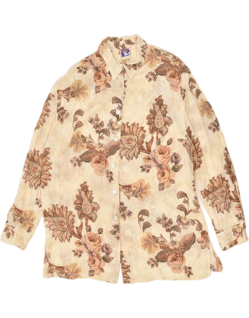 YESSICA Womens Shirt EU 48 2XL Beige Floral Viscose Vintage Yessica and Second-Hand Yessica from Messina Hembry 