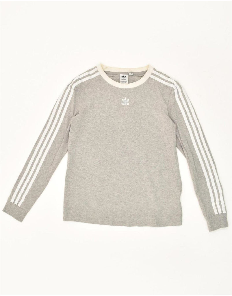 ADIDAS Womens Top Long Sleeve UK 10 Small Grey Flecked Cotton Vintage Adidas and Second-Hand Adidas from Messina Hembry 