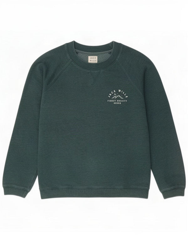 Jack Wills Womens Sweatshirt Jumper UK 16 Large Green Cotton