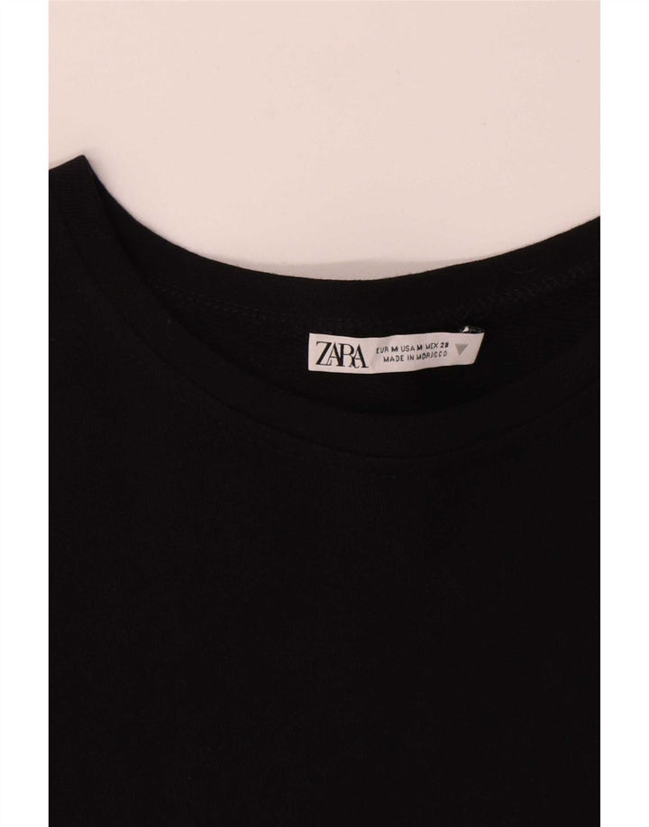 Zara Womens Blouse Top UK 14 Medium Black Striped Cotton