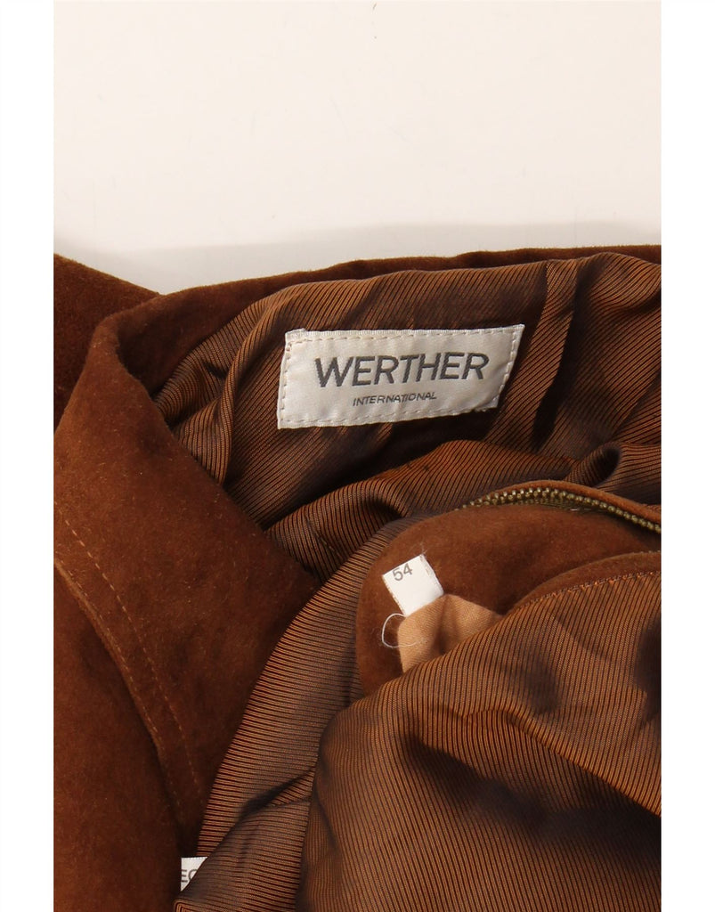 WERTHER Mens Suede 2 Button Blazer Jacket IT 54 2XL Brown Leather Vintage Werther and Second-Hand Werther from Messina Hembry 