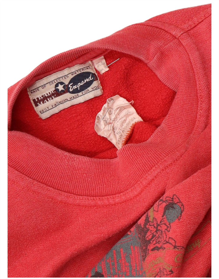 VINTAGE Womens Oversized Graphic Sweatshirt Jumper UK 18 XL Red Cotton