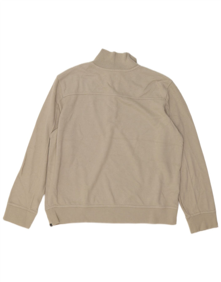 EDDIE BAUER Mens Zip Neck Sweatshirt Jumper XL Beige Cotton