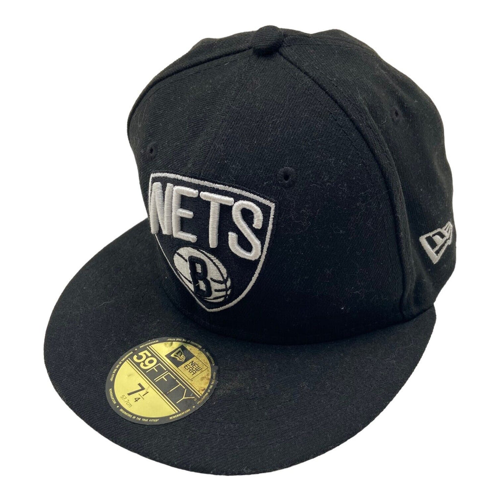 Brooklyn Nets Mens Black New Era Flat Peak Cap | NBA Basketball Sportswear Hat Vintage Messina Hembry and Second-Hand Messina Hembry from Messina Hembry 