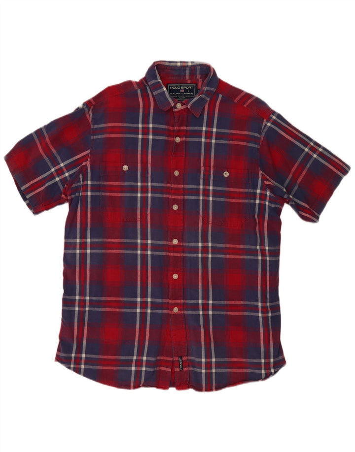 RALPH LAUREN Mens Short Sleeve Shirt Large Red Check Cotton