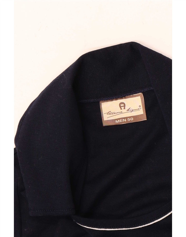 Etienne Aigner Mens Polo Shirt IT 50 Medium Navy Blue Cotton