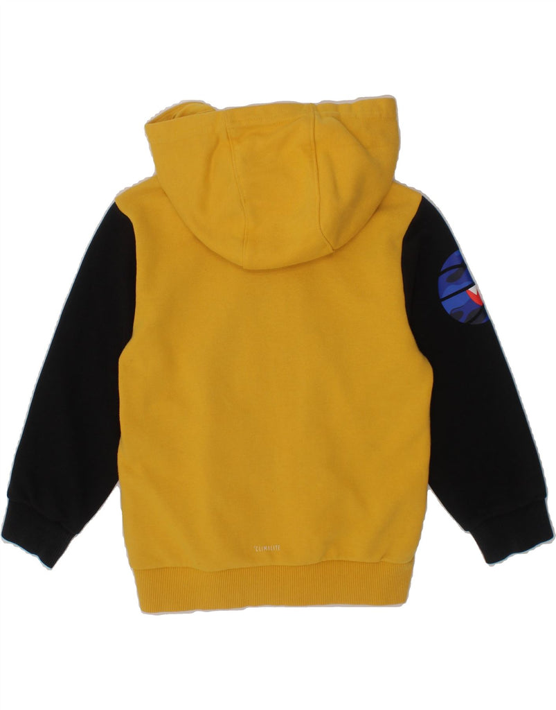 ADIDAS Boys Graphic Zip Hoodie Sweater 3-4 Years Yellow Colourblock Cotton Vintage Adidas and Second-Hand Adidas from Messina Hembry 