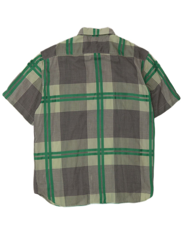Pierre Cardin Mens Short Sleeve Shirt Medium Green Check
