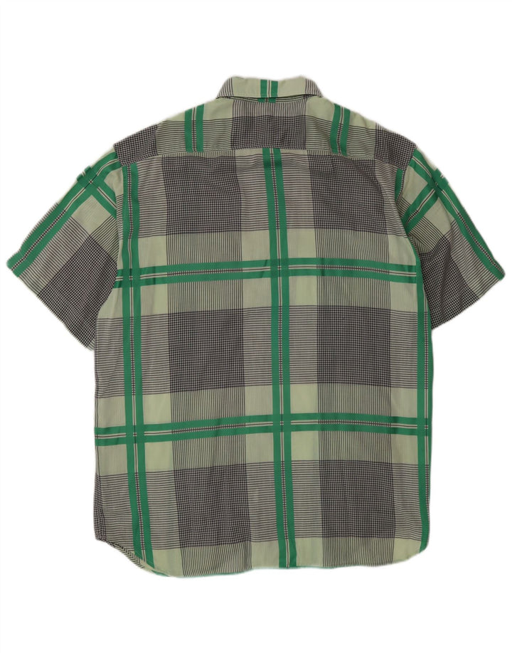 Pierre Cardin Mens Short Sleeve Shirt Medium Green Check