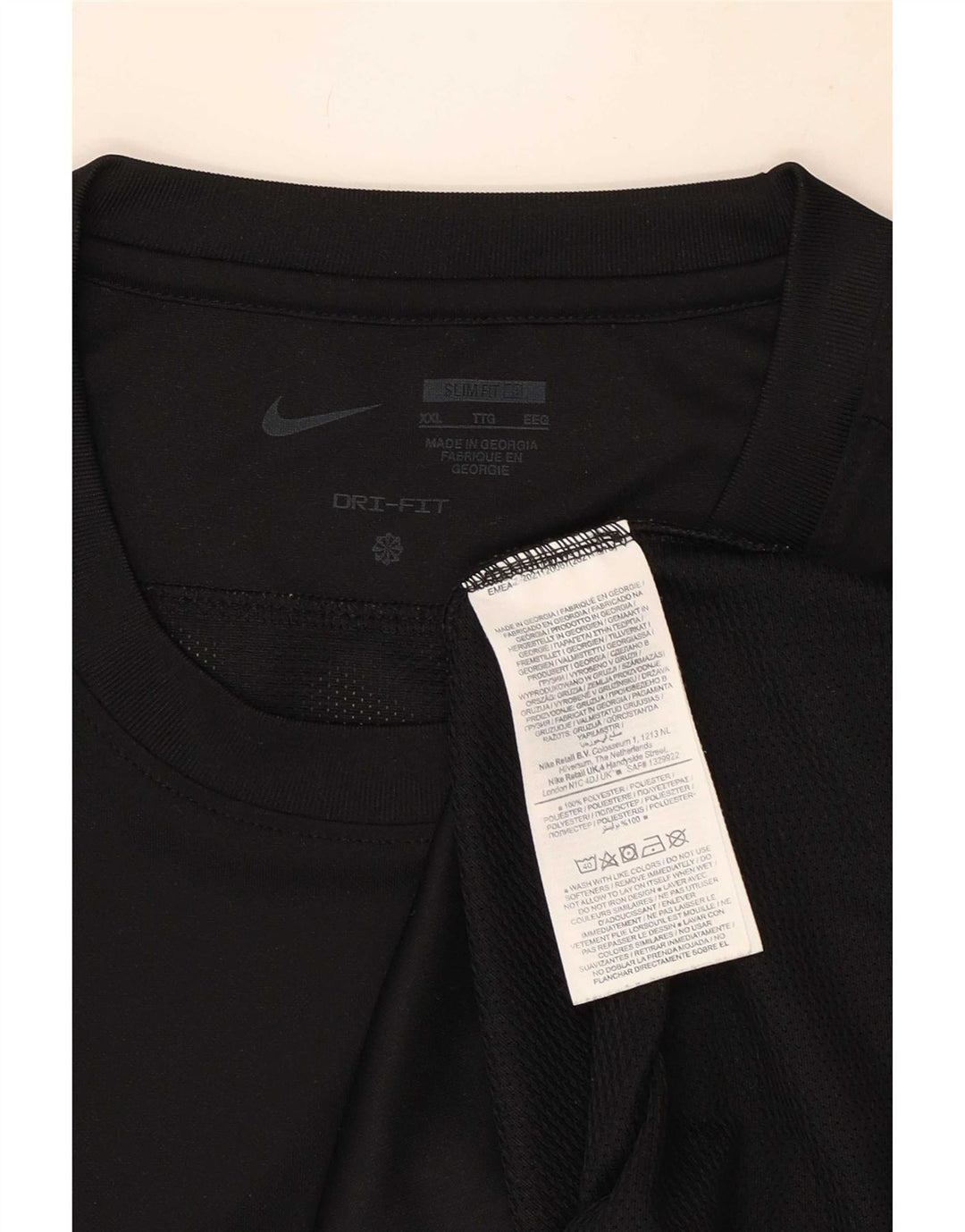 Nike Mens Dri Fit Slim T-Shirt Top 2XL Black Polyester