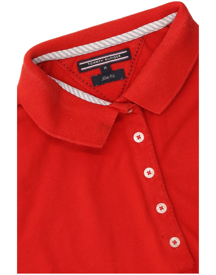 TOMMY HILFIGER Womens Slim Fit Polo Shirt UK 12 Medium Red