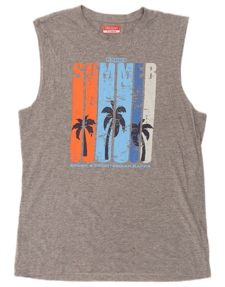 Kappa Mens Graphic Vest Top XL Grey Cotton