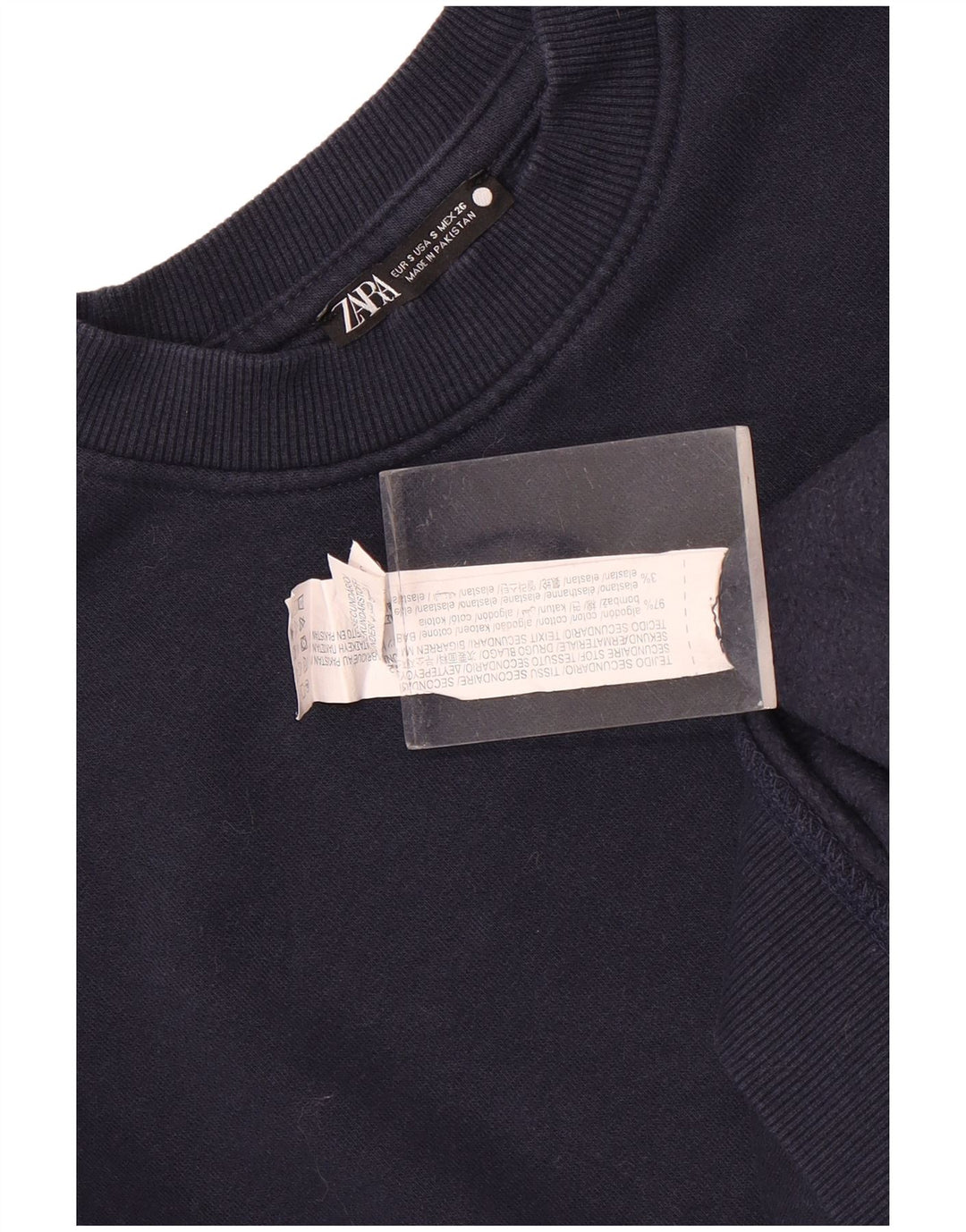 Zara Mens Sweatshirt Jumper Small Navy Blue Cotton