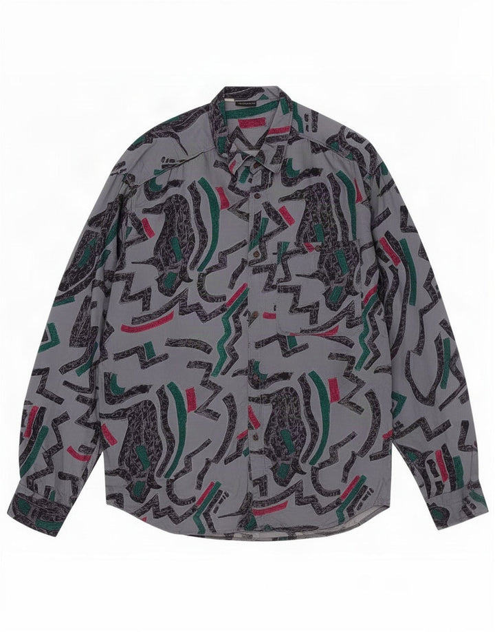 Schoffel Mens Abstract Pattern Shirt XL Grey Acetate