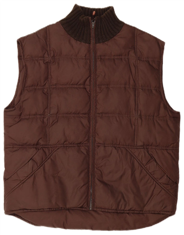 Vintage Mens Padded Gilet UK 40 Large Brown