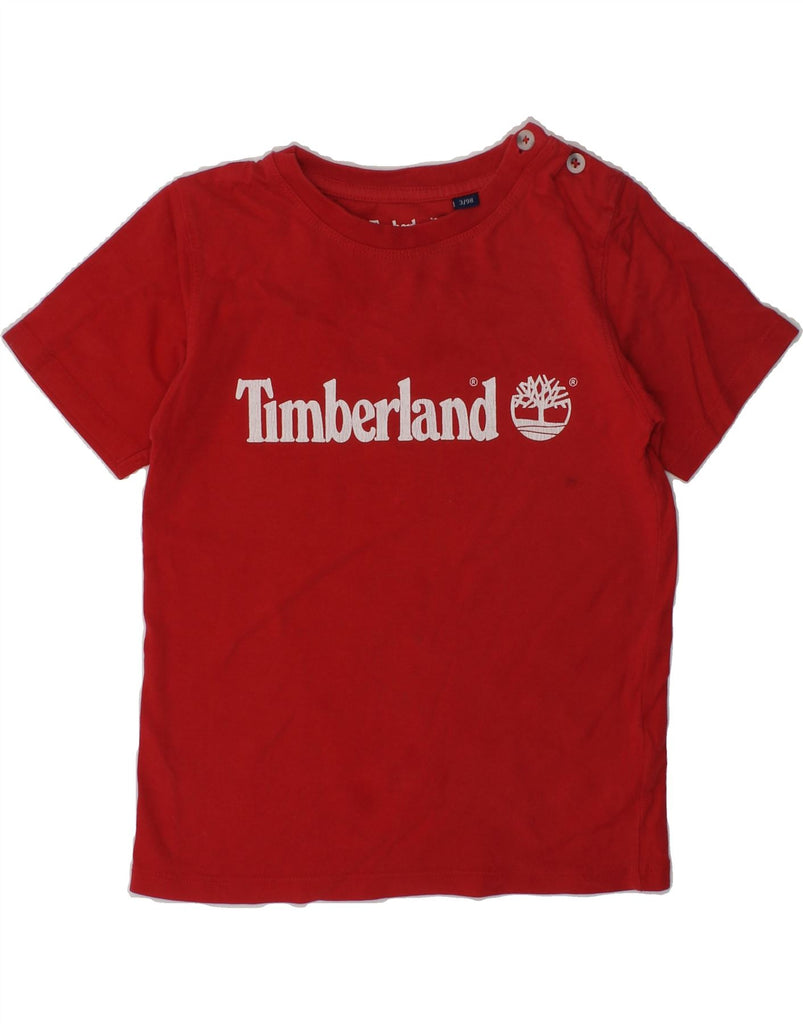 TIMBERLAND Boys Graphic T-Shirt Top 2-3 Years Red Cotton | Vintage Timberland | Thrift | Second-Hand Timberland | Used Clothing | Messina Hembry 