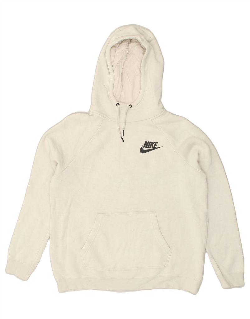 NIKE Womens Hoodie Jumper UK 16 Large Off White Cotton | Vintage Nike | Thrift | Second-Hand Nike | Used Clothing | Messina Hembry 