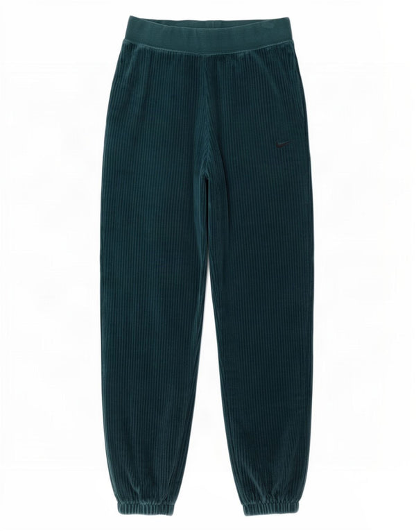 Nike Womens Velvet Tracksuit Trousers Joggers UK 10 Small Green Cotton
