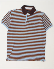 BROOKSFIELD Mens Polo Shirt IT 50 Medium Blue Striped Cotton