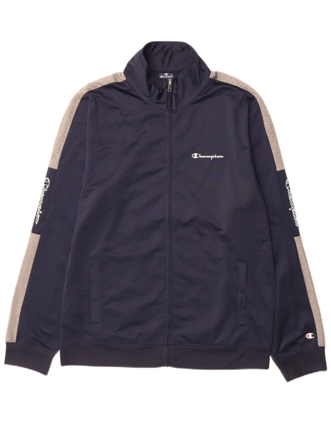 Champion Mens Graphic Tracksuit Top Jacket XL Navy Blue Colourblock