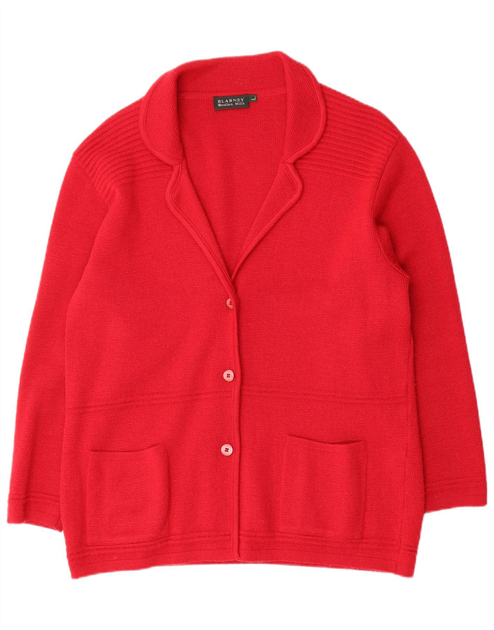 Blarney Woolen Mills Womens Cardigan Sweater UK 16 Large Red Wool