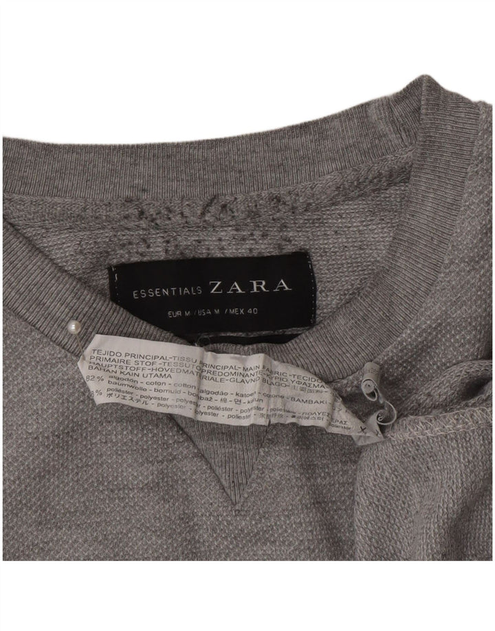 Zara Mens Sweatshirt Jumper Medium Grey Cotton