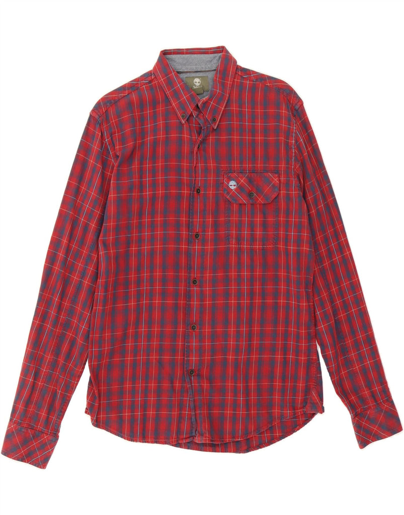 TIMBERLAND Mens Slim Fit Shirt Small Red Check Vintage Timberland and Second-Hand Timberland from Messina Hembry 