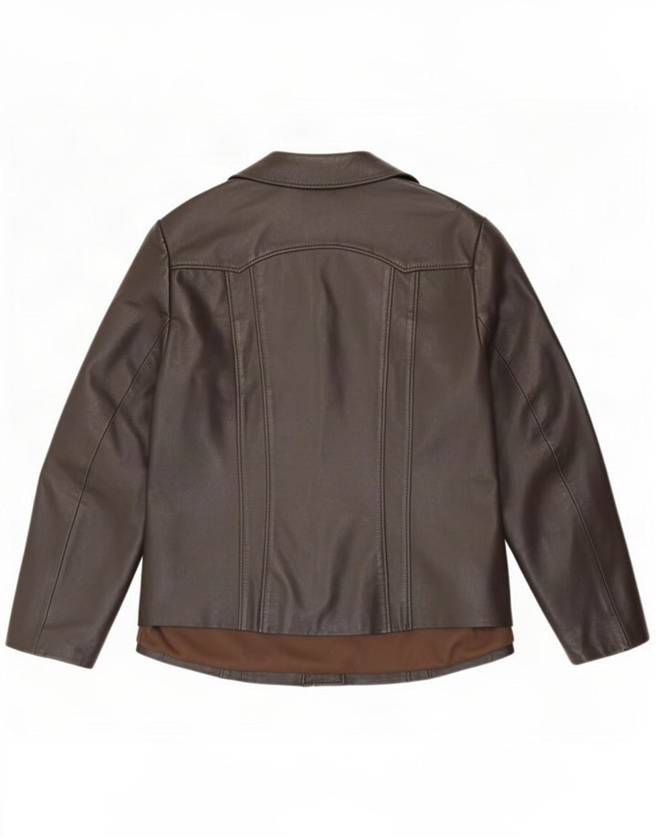 Vintage Womens Leather Jacket IT 44 Medium Brown