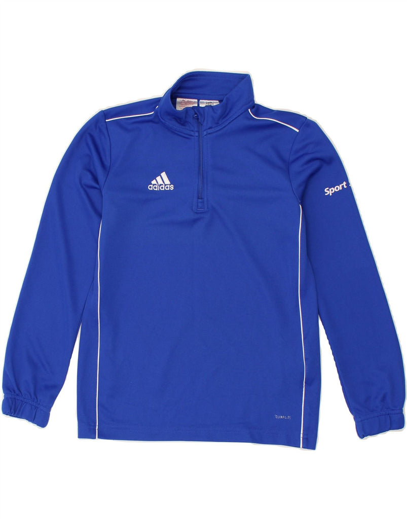 ADIDAS Boys Zip Neck Graphic Pullover Tracksuit Top 9-10 Years Blue | Vintage Adidas | Thrift | Second-Hand Adidas | Used Clothing | Messina Hembry 