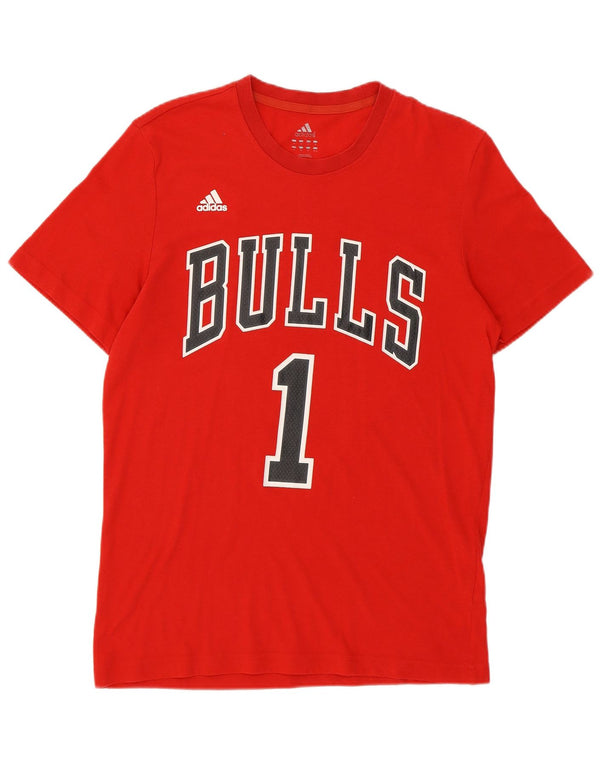 Adidas Mens Bulls Graphic T-Shirt Top Medium Red Polyester