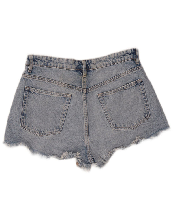 Zara Womens Denim High Waist Hot Pants EU 38 Small W28 Blue Cotton