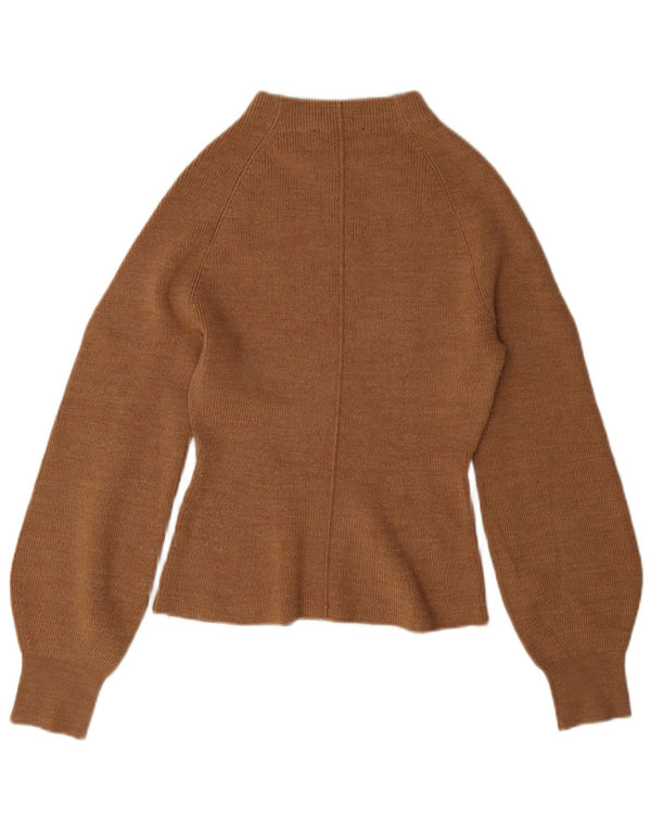 Zara Womens Turtle Neck Jumper Sweater UK 10 Small Brown Acrylic