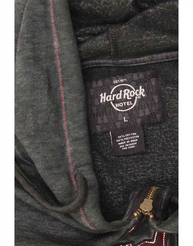 HARD ROCK CAFE Mens Los Cabos Zip Hoodie Sweater Large Grey Fair Isle Vintage Hard Rock Cafe and Second-Hand Hard Rock Cafe from Messina Hembry 